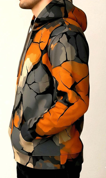 Maximalist Shattered Glass Print Hoodie - Heavyweight Primal Print Pullover for Streetwear Fans by Aesthetic Rebellion