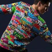OG Graffiti Tag Sweatshirt, Vibrant All Over Print Crewneck Cotton, Unisex Streetwear Classic Top by Aesthetic Rebellion