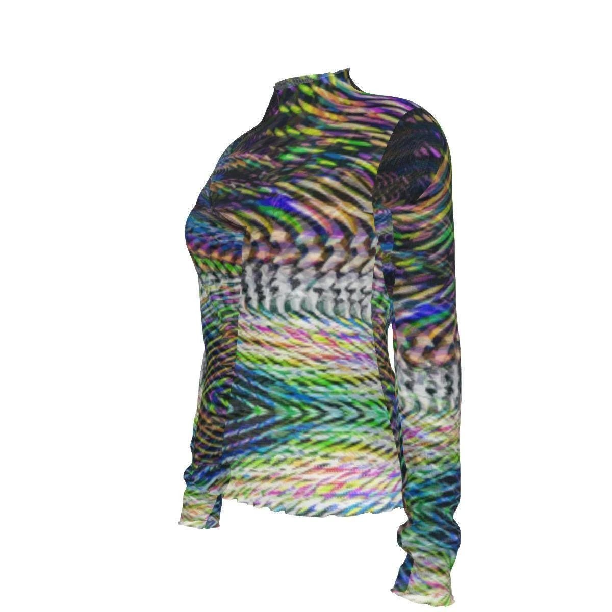 Zebra Cake Trails Breathable Mesh T-Shirt - StreetsmArt Liquid Monochrome Top for Nightclubs & Raves by Aesthetic Rebellion
