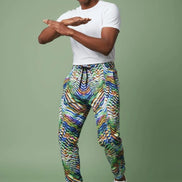Neon Zebra Psychedelic Joggers - Elastic Waist Cotton Streetwear Pants for Festival Shuffling & Bold Style by Aesthetic Rebellion