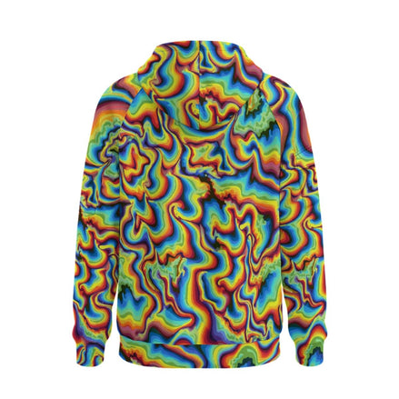 Banana Vector Waves Hoodie — Geometric vector art print in vivid multicolor tones. Unisex hoodie with art kid fashion, main character energy, hyperpop streetwear style. Aesthetic Rebellion.