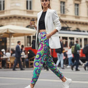 Neon StreetsmArt Athletic Joggers - Vibrant Graffiti Print Unisex Activewear for Urban Style by Aesthetic Rebellion