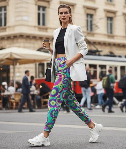 Neon StreetsmArt Athletic Joggers - Vibrant Graffiti Print Unisex Activewear for Urban Style by Aesthetic Rebellion