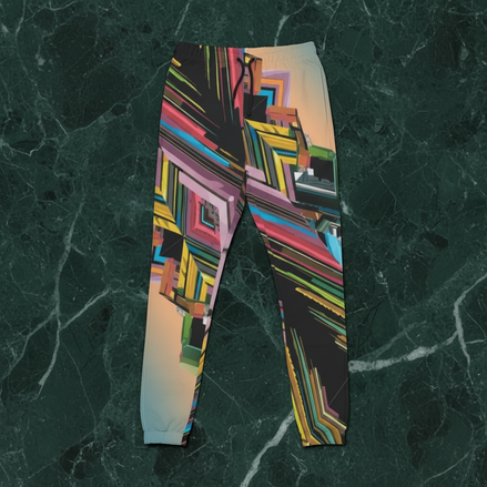 Colorful Abstract Floral Cotton Pants for Bold Self-Expressers — Maximalist Botanical AOP, Elastic | Aesthetic Rebellion