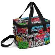 Maximalist Graffiti Portable Cooler Bag - Insulated Oxford Tote for Festivals, Beach Days & Designer Lunches by Aesthetic Rebellion