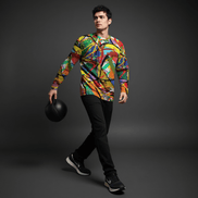 Boundless Bleeds AOP Paint Splatter Long Sleeve Tee — All-over print in vivid multicolor tones. Unisex long-sleeved t-shirt with dopamine dressing, post-internet fashion, weird girl aesthetic style. Aesthetic Rebellion.