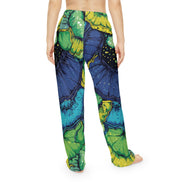 Butterfly Wing Pajama Pants — Emerald & Sapphire Organic AOP Lounge Bottoms, Jewel-Tone Sleepwear - Aesthetic Rebellion