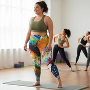 Abstract Expressionist Paint Splash Leggings - High-Waist Plus Size Tights for Bold Fitness by Aesthetic Rebellion