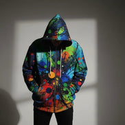 Velvet Ambrosia Explosive AOP Full-Zip Hoodie - Luxury Maximalist Streetwear - Heavyweight Designer Parka by Aesthetic Rebellion