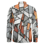 Faux Linen Men Long Sleeve Shirt with Pocket(All-Over Printing) by SALE_DESIGN-Personal Design