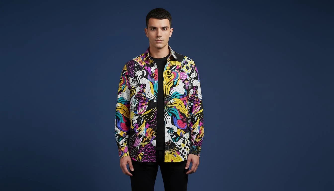 Dark Knight Maximalist Cotton Poplin Shirt - Edgy Goth-Inspired Button Down for Alt-Professionals & Musicians by Aesthetic Rebellion