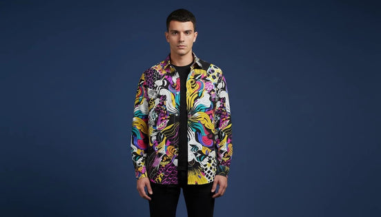 Dark Knight Maximalist Cotton Poplin Shirt - Edgy Goth-Inspired Button Down for Alt-Professionals & Musicians by Aesthetic Rebellion