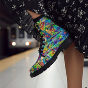 Vandals Velvet Martin Short Boots - Designer All-Over Print Combat Boots for Edgy Streetwear by Aesthetic Rebellion