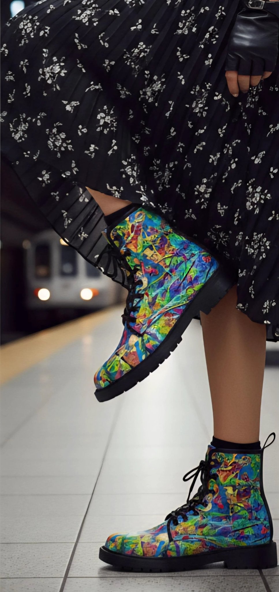 Vandals Velvet Martin Short Boots - Designer All-Over Print Combat Boots for Edgy Streetwear by Aesthetic Rebellion