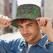 Alligator Bites Neon Geometric Bucket Hat - Edgy Psychedelic Rave Hat for Dubstep & Alt-Fashion by Aesthetic Rebellion