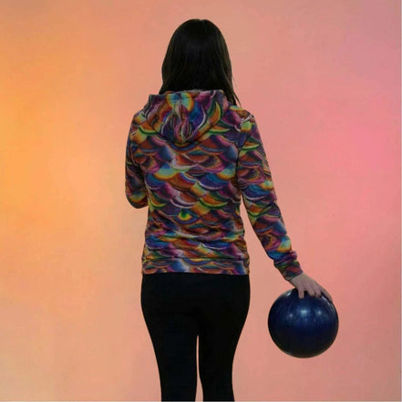 Prismatic Dragon Scale Athletic Hoodie - Rainbow Maximalist Activewear for Fantasy Lovers & Bold Fitness by Aesthetic Rebellion