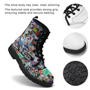 Urban Graffiti Combat Boots – All-Over Print Martin Boots – Maximalist Street Art Footwear by SALE_DESIGN-Personal Design