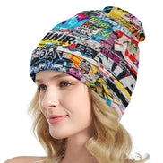 Street Swag All-Over Print Knit Beanie | Bold Abstract Art Streetwear Hat by Aesthetic Rebellion