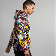 Heavyweight Primal Print Cotton Hoodie - Designer All-Over Print Pullover for Streetwear Collectors by Aesthetic Rebellion