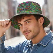 Alligator Bites Neon Geometric Bucket Hat - Edgy Psychedelic Rave Hat for Dubstep & Alt-Fashion by Aesthetic Rebellion