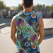 AI Art Tank Top | Vibrant Glitchcore Jersey by Aesthetic Rebellion