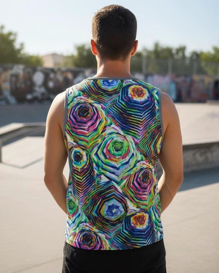 AI Art Tank Top | Vibrant Glitchcore Jersey by Aesthetic Rebellion