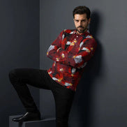Artsy Floral Men’s Long Sleeve Polo - Polished Maximalist Workwear for Hospitality & Wine Ambassadors by Aesthetic Rebellion