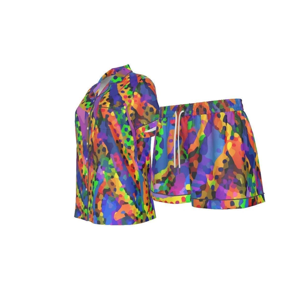 Vibrant Sunset Gradient Silk-Like Pajama Set - Luxury Summer Loungewear for Bold Comfort by Aesthetic Rebellion