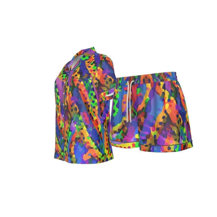 Vibrant Sunset Gradient Silk-Like Pajama Set - Luxury Summer Loungewear for Bold Comfort by Aesthetic Rebellion