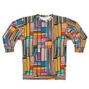 Stained Glass Geometric Sweatshirt Multicolor Abstract Art Block Pattern Unisex Pullover by Aesthetic Rebellion