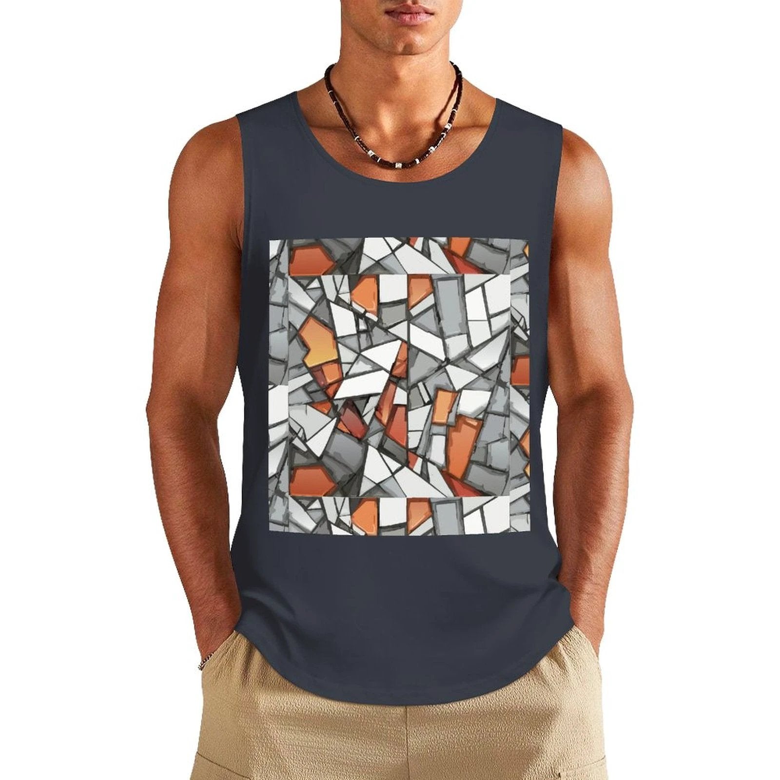 DTF 160gsm Men's Cotton Tank Top(Front Printing) by SALE_DESIGN-Personal Design