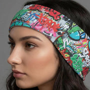 Graffiti Street Art Sports Headband - Sweat-Wicking Maximalist Hairband for HIIT, Running & Urban Fitness - Aesthetic Rebellion