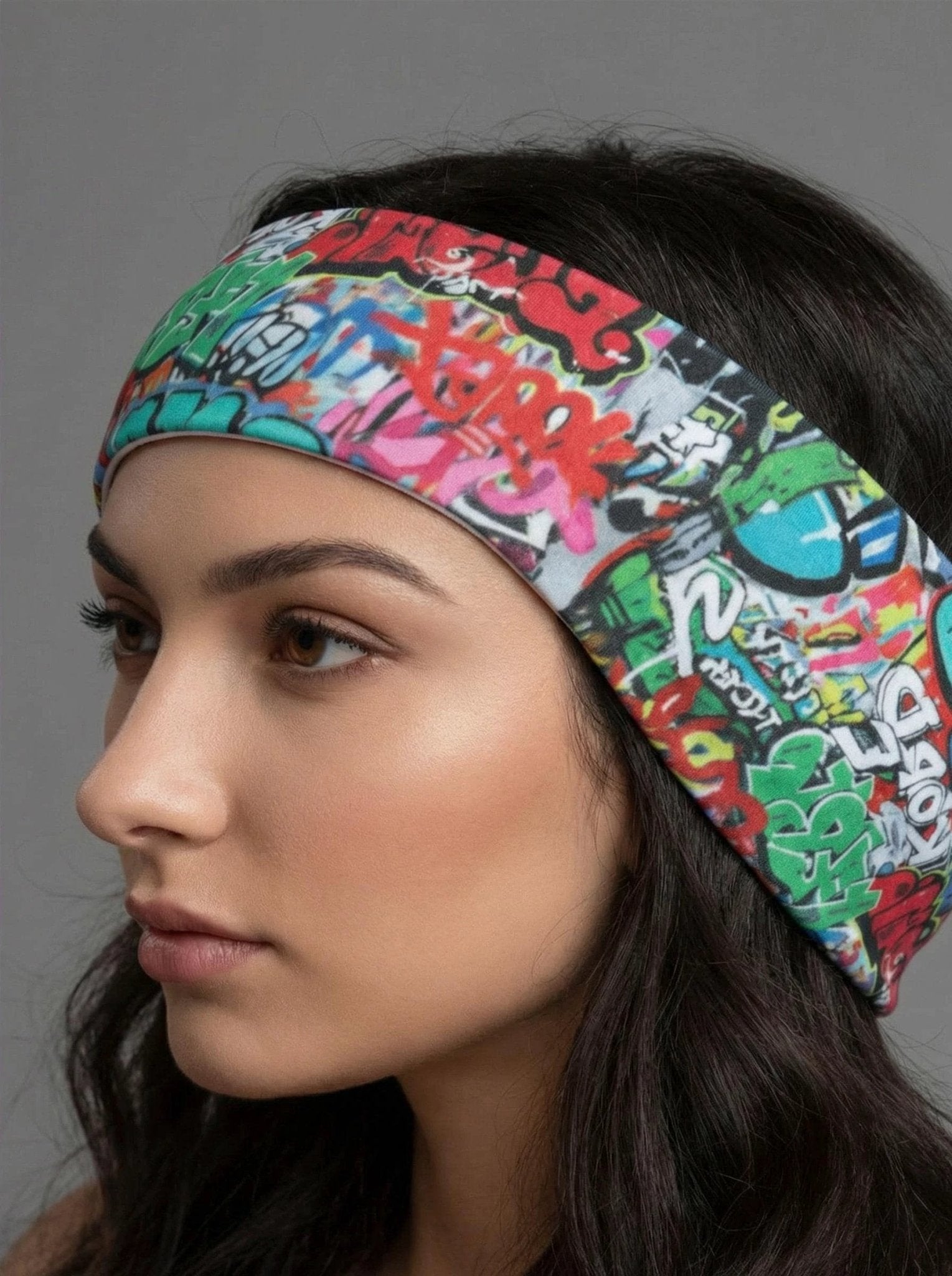 Graffiti Street Art Sports Headband - Sweat-Wicking Maximalist Hairband for HIIT, Running & Urban Fitness - Aesthetic Rebellion