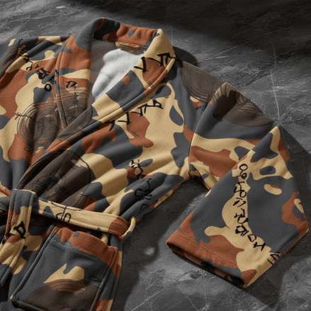 Caribbean Bandits AOP Fleece - Lined Bathrobe with Belt - Aesthetic Rebellion