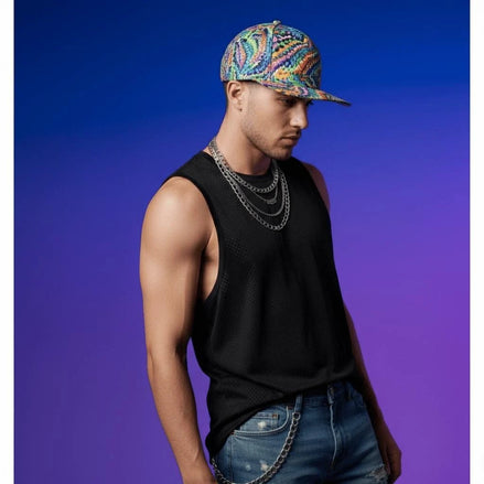 Psychedelic Graffiti Flat Brim Baseball Cap – All-Over Print Snapback for Streetwear Collectors & Urban Culture by Aesthetic Rebellion