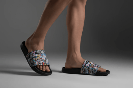 "Tag Swag" All-Over Print Slides | Bold Abstract Art PVC Slippers by Aesthetic Rebellion