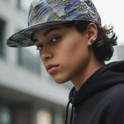 Abstract Fractal Art Flat Brim Cap • Maximalist Streetwear Snapback by Aesthetic Rebellion