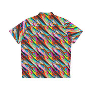 Prismatic Crimson Wave Hawaiian Shirt – High-Energy Festival Aloha Top by Aesthetic Rebellion