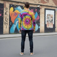Cyber-Marble Men's Henley – Liquid Glitch Streetwear Top – Maximalist Long Sleeve Art Shirt by Aesthetic Rebellion