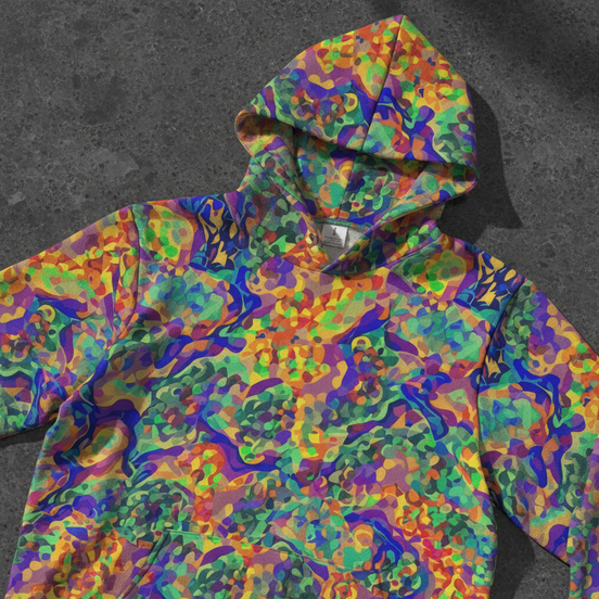 Chameleon Prism AOP Hoodie – Iridescent Color - Shift Streetwear - Aesthetic Rebellion