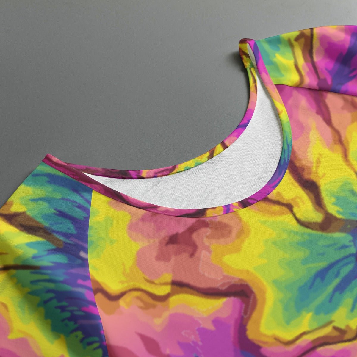 Chaos & Cosmic Bloom All-Over Print Raglan — All-over print in vivid multicolor tones. Unisex piece with dopamine dressing, eclectic maximalism, main character energy style. Aesthetic Rebellion.