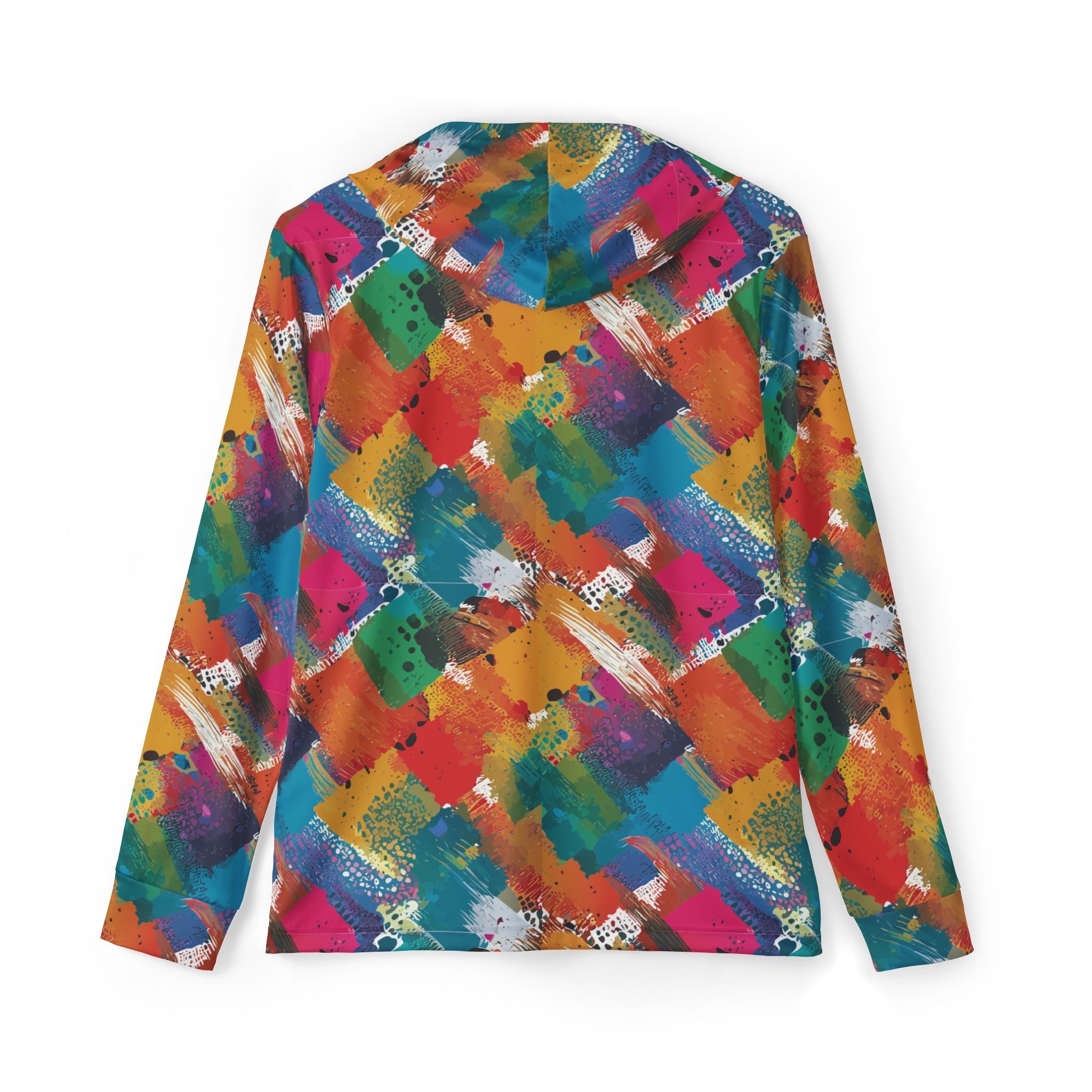 Color Splash Warmup Hoodie for Outdoor Maximalists — UPF+50 AOP Moisture-Wicking, Lightweight Festival Training Layer, Assembled in USA - Aesthetic Rebellion