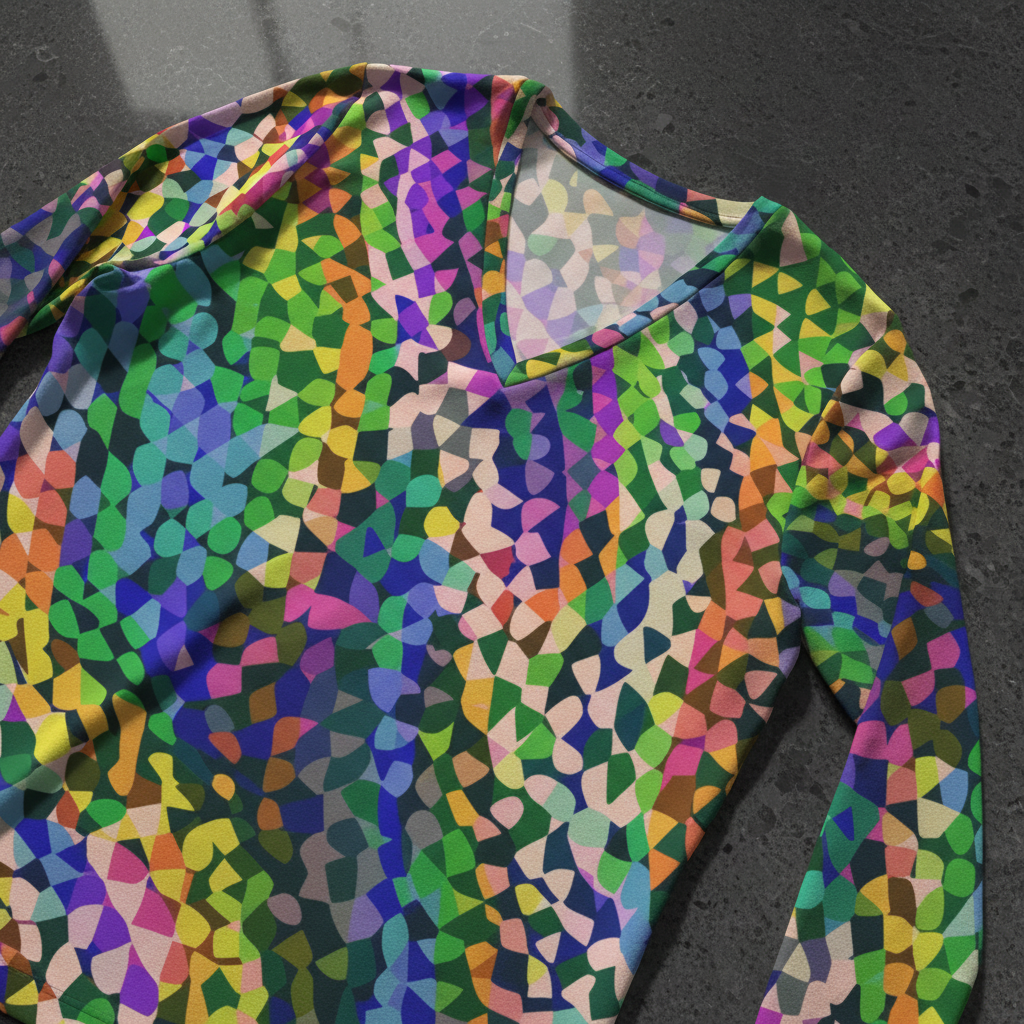 Colorful Womans Long Sleeve V Neck Style AOP Shirt With Vibrant Colors Built In Confidence Boosting Construction Bonus Keeps You Glown Up - Aesthetic Rebellion
