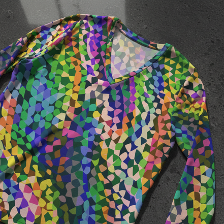 Colorful Womans Long Sleeve V Neck Style AOP Shirt With Vibrant Colors Built In Confidence Boosting Construction Bonus Keeps You Glown Up - Aesthetic Rebellion