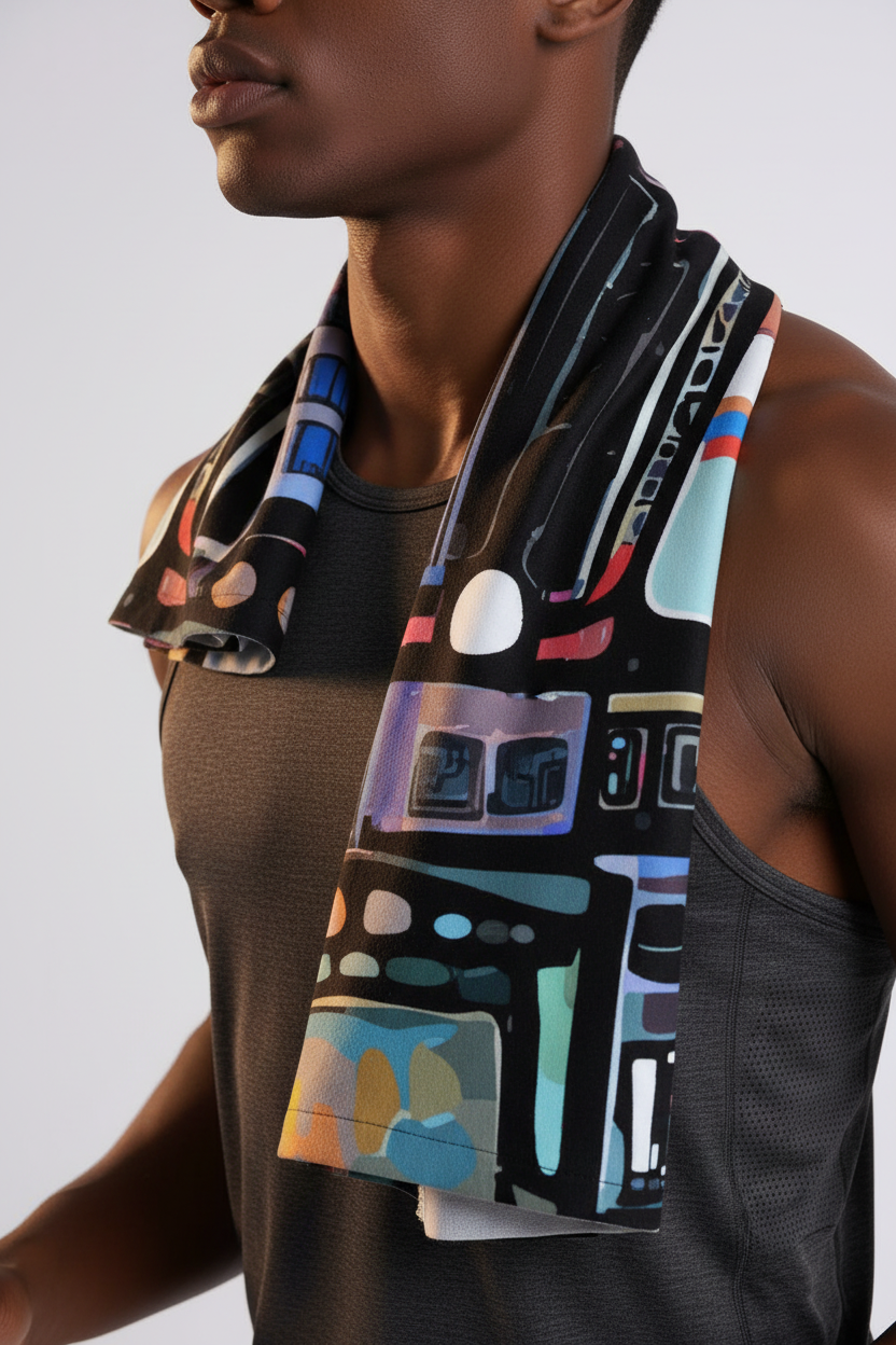 Blue Hour Collage Sports Towel — Abstract AOP Cooling Towel Yoycol