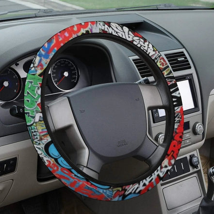 Psychedelic All-Over Print Steering Wheel Cover - Anti-Slip Maximalist Car Decor for Artistic Drivers by Aesthetic Rebellion