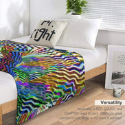 Lightning Complex Abstract Art Flannel Blanket – Storm Aesthetic Maximalist Bedding (60x80in) by SALE_DESIGN-Personal Design