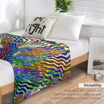 Lightning Complex Abstract Art Flannel Blanket – Storm Aesthetic Maximalist Bedding (60x80in) by SALE_DESIGN-Personal Design