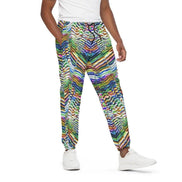 Neon Zebra Psychedelic Joggers - Elastic Waist Cotton Streetwear Pants for Festival Shuffling & Bold Style by Aesthetic Rebellion