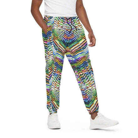Neon Zebra Psychedelic Joggers - Elastic Waist Cotton Streetwear Pants for Festival Shuffling & Bold Style by Aesthetic Rebellion